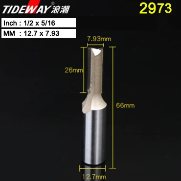 Tideway 1/" 1/2" хвостовик 2 флейты прямой бит Деревообрабатывающие инструменты фреза для дерева, карбида вольфрама Концевая фреза