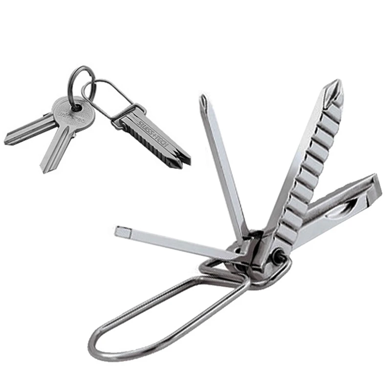 EDC Swiss+Tech 4-in-1 Steel Keychain Multitool Folding Phillips Screwdriver Outdoor Tools Camping Gear Kit Mini Fix Survival | Спорт и