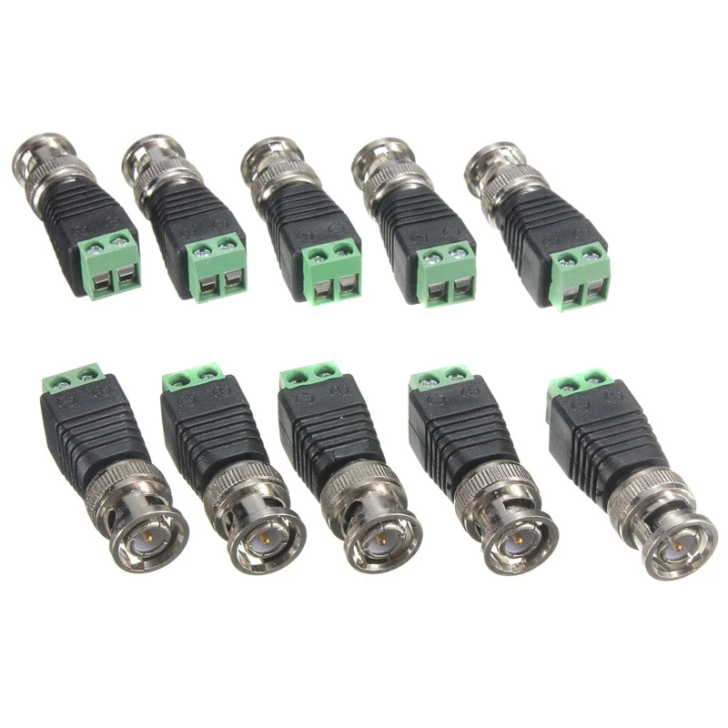 Кабель BNC Mayitr 10 шт. зеленый Мужской кабель Coax CAT5 коаксиальный камера с коннектором