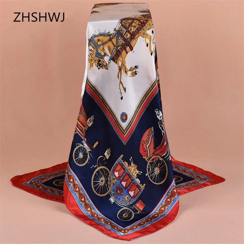 [ZHSHWJ] 90*90 см женский шарф с рисунком каретки модная шаль роскошный большой