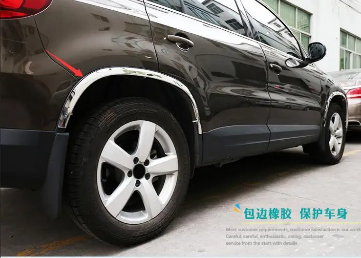 Автомобильный Стильный чехол для Volkswagen Tiguan 2010- автомобильный колесный крыло вспышки колеса Расширенные колеса арки отделка из нержавеющей стали 4 шт