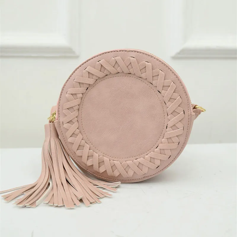 Женщины Круглый Кисточкой Тканые Crossbody Сумки Девушки Сумка Милые Дамы Вязание