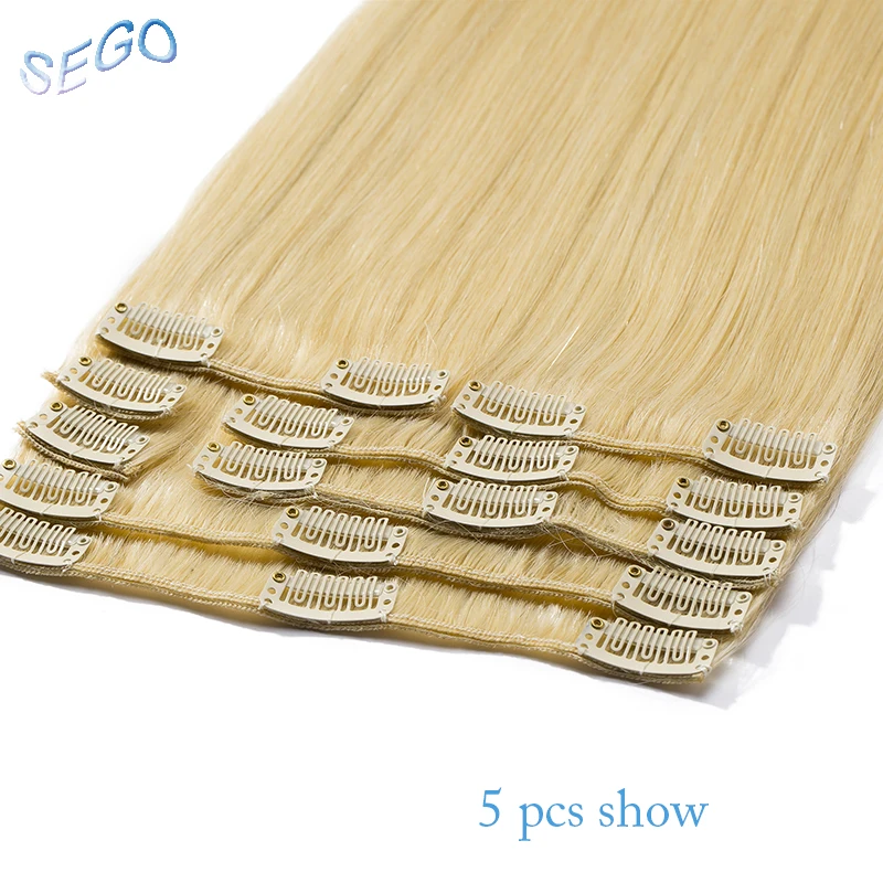 SEGO 1"-24" 70 г-120 г двойной вытяжки с зажимом в Пряди человеческих волос для наращивания не Реми 8 шт./компл. натуральные волосы#1# 1B#2#4#6#24#60#613