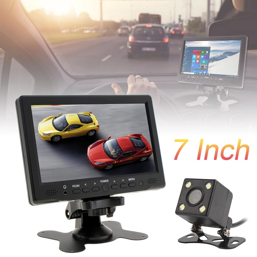 7 дюймовый 800x480 TFT ЖК экран автомобильный монитор с поддержкой AV / VGA HDMI + 420 ТВ линий