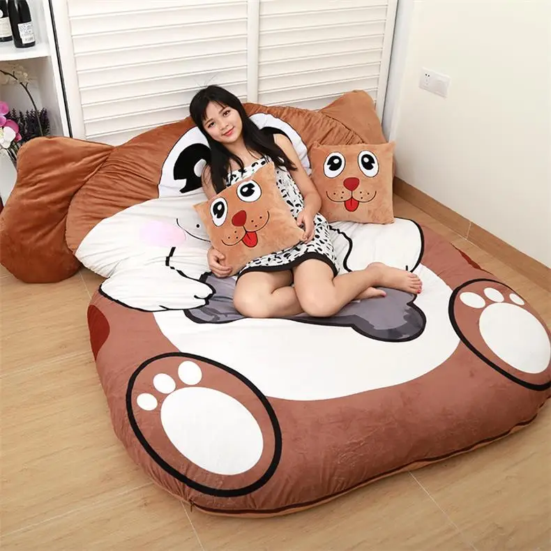 Dog Single Диван татами с мультяшными животными, кровать для детей, спальный мешок для дома, гостиной и спальни, теплый спальный мешок, матрас - Цвет: Dog Single