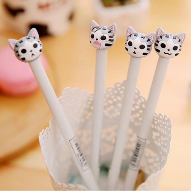 300PCS Cute Cartoon Cat Plastic Gel Pens Lovely Kawaii Pen Novelty Item Japanese School Supplies | Канцтовары для офиса и дома