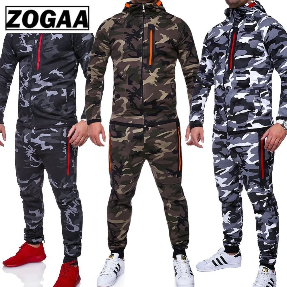 Мужской спортивный костюм ZOGAA камуфляжный тренировочный с камуфляжным принтом
