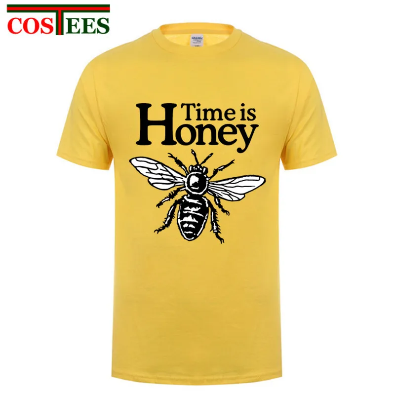 Мужская футболка с милым рисунком из органического хлопка принтом Funky Time is Honey