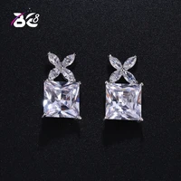be 8 classic design romantic jewelry 2018 aaa cubic zirconia stone square stud earrings for women elegant wedding jewelry e417