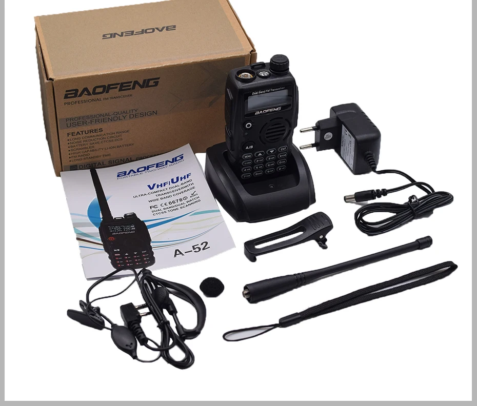 Baofeng A52 иди и болтай Walkie Talkie “иди и BF-A52 двухдиапазонный УКВ 136-174/400-520 Гц ham двухстороннее радио СВ Ham радио приемопередатчик baofeng A52