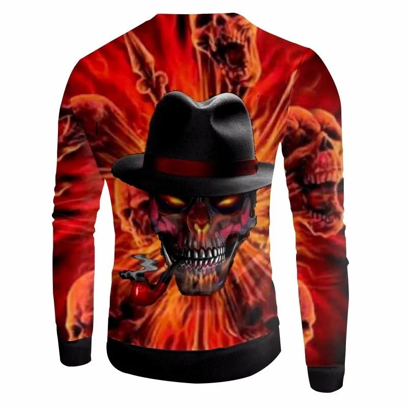 Толстовка OGKB Мужская/женская с 3D-принтом черепа смешной свитшот уличная одежда в