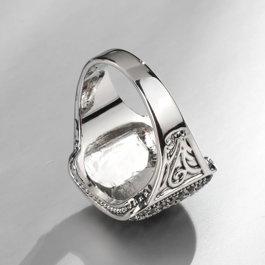 В винтажном стиле Цвет Черный С украшением в виде кристаллов Свадебные кольца