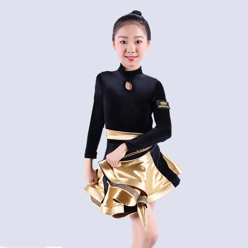 yellow dress 1 Изящное платье для латинских танцев для девочек, стандартное Золотое красное платье для соревнований, Детские бальные костюмы для самбы и Танго N5020 - Цвет: yellow dress 1