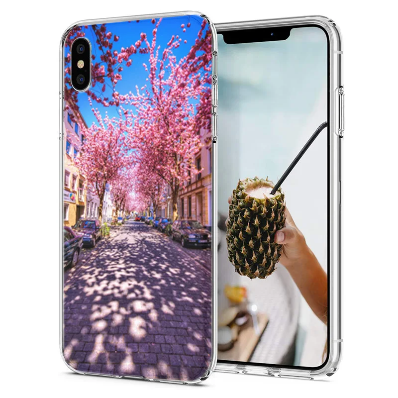 Soft Phone Case For iPhone X XS XR Covers TPU Colorful Silicon Drawing Painted Leaf scenery iPhone6 7 Max E632 |