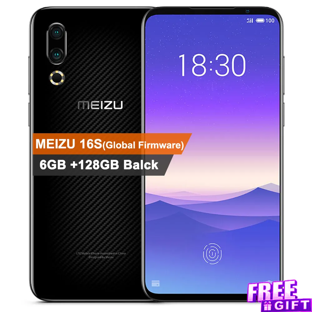 6GB 128GB Black Мобильный телефон Meizu 16 s, 6,2 дюймов, 6 ГБ ОЗУ, 128 Гб ПЗУ, Snapdragon 855, задняя камера 48 Мп+ 20 МП, фронтальная камера 20 МП, 3600 мАч, разблокировка экрана - Цвет: 6GB 128GB Black