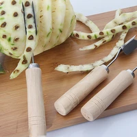 oloey pineapple knife stainless steel v shape eyes remover pineapples shovel kitchen fruit knife wooden handle pineapple peeler