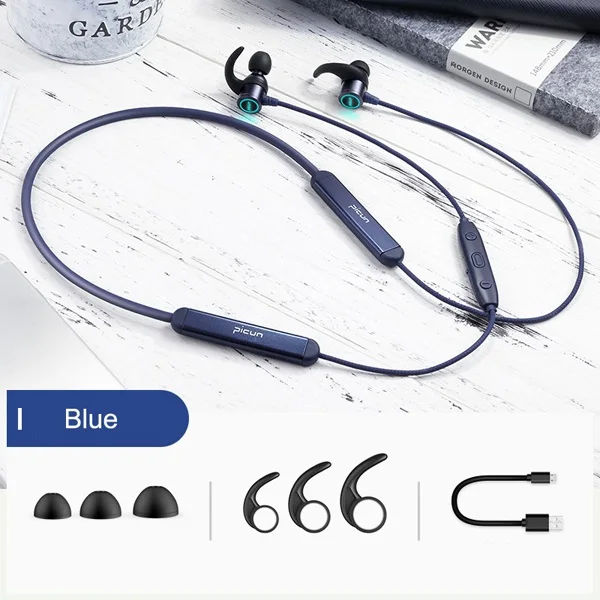 Синий Спортивные беспроводные Bluetooth наушники светящиеся наушники для мобильных телефонов гарнитура с микрофоном тяжелый бас audifonos fone de ouvido - Цвет: Синий