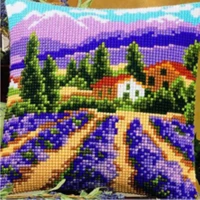 Пейзаж 2 стиля вышивки крестом подушка коврик DIY ремесло Подушка с гобеленом 42 см на 42 см рукоделие вязание крючком подушка вышивка - Цвет: Оранжевый
