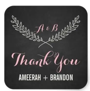 

1.5inch Rustic Laurel Wreath Monogram Thank You Sticker