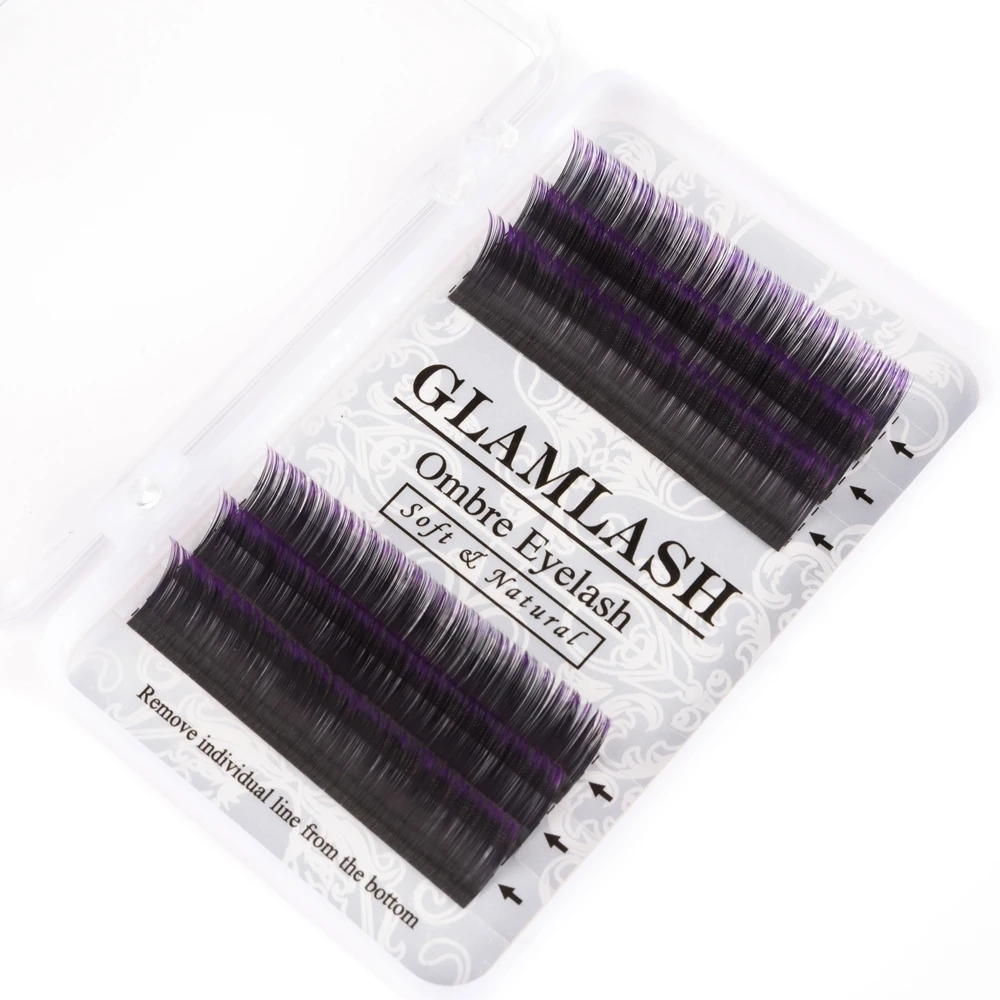 GLAMLASH 8 13 мм C D завитые накладные ресницы градиентные синие фиолетовые
