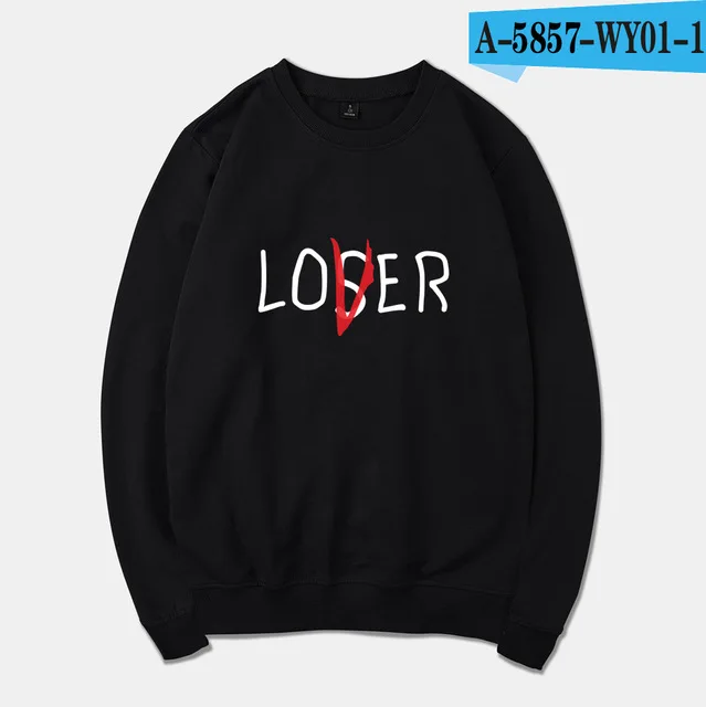 Клубные худи Movie It lossers для мужчин/женщин Harajuku losser Lover It Inspired Толстовка С Капюшоном Повседневный пуловер спортивный костюм оверсайз - Цвет: black