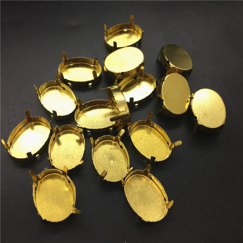Brass Claw 4 Holes Все размеры, овальная форма, металлическая коготь, закрытая задняя часть, 4 отверстия, серебряный цвет, для установки, Необычные каменные ювелирные бусины 4х6 мм~ 30x40 мм - Цвет: Brass Claw 4 Holes