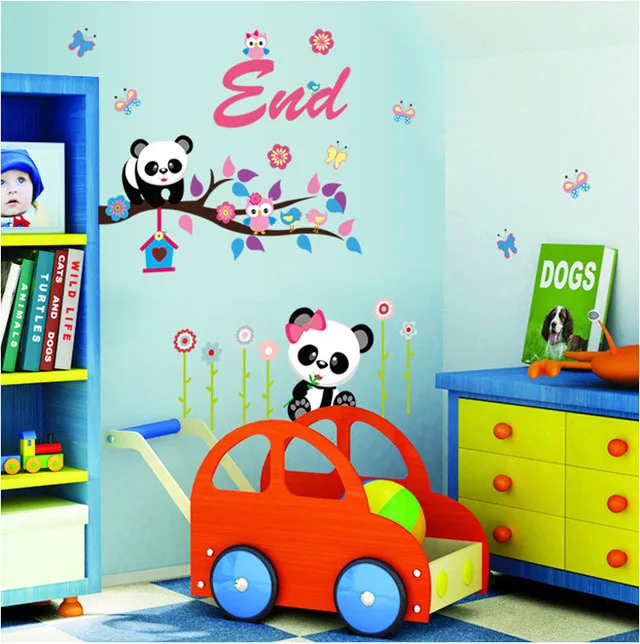 [Fundecoration] Милая Наклейка на стену с пандой из мультфильма сделай сам декор для