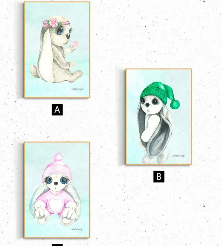 Картина на холсте с милым кроликом для гостиной Настенная картина печать в