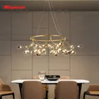 Светодиодный ная светодиодная Подвесная лампа-Светлячок в форме большого круга круглый кулон, кольца, стильные осветительные приборы в виде ветвей дерева, декоративный подвесной светильник