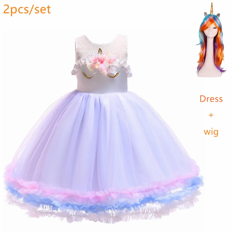 Flower Girls cosplay Unicorn Dress Children's day Princess Birthday Party Children Kids Carnival Costume | Тематическая одежда