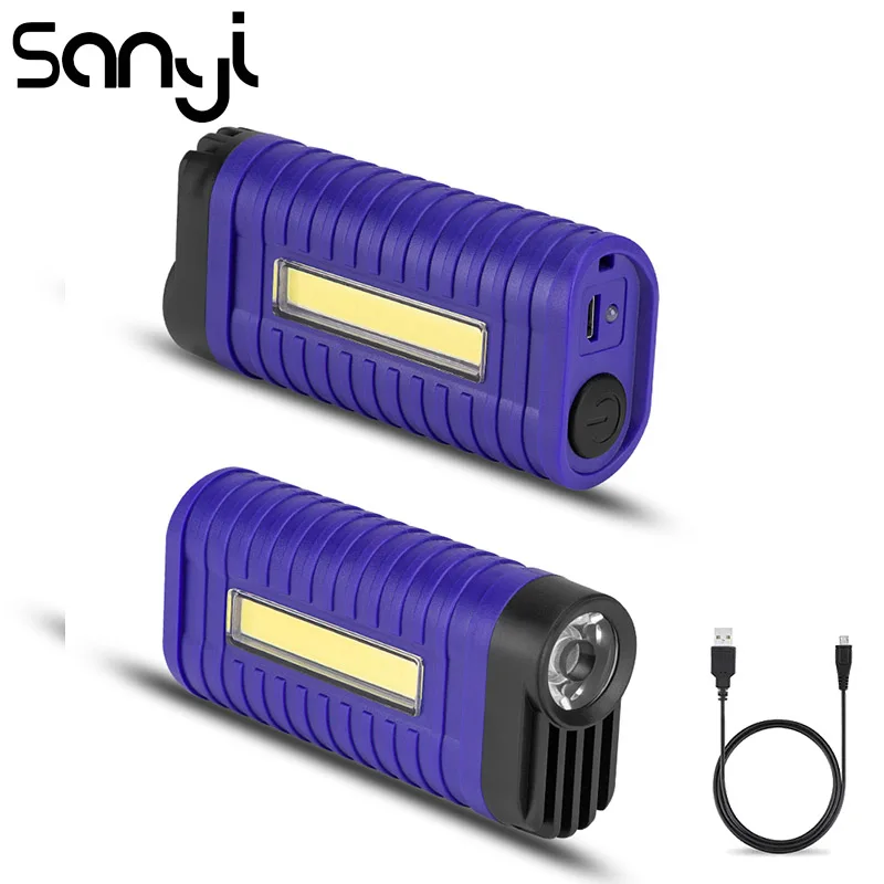 

Портативный фонарь SANYI, 2 режима, 3800 люмен, USB, перезаряжаемый, встроенный аккумулятор, светодиодный, COB, для кемпинга, охоты