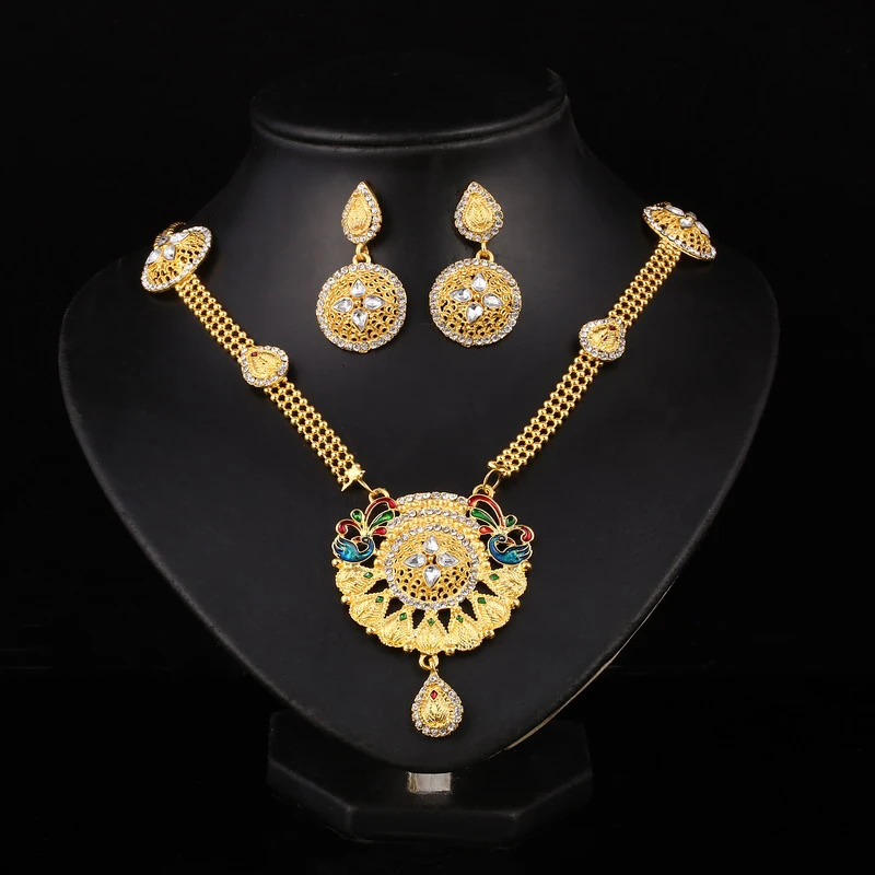 Женский комплект из колье и серёг с кристаллами | Украшения аксессуары