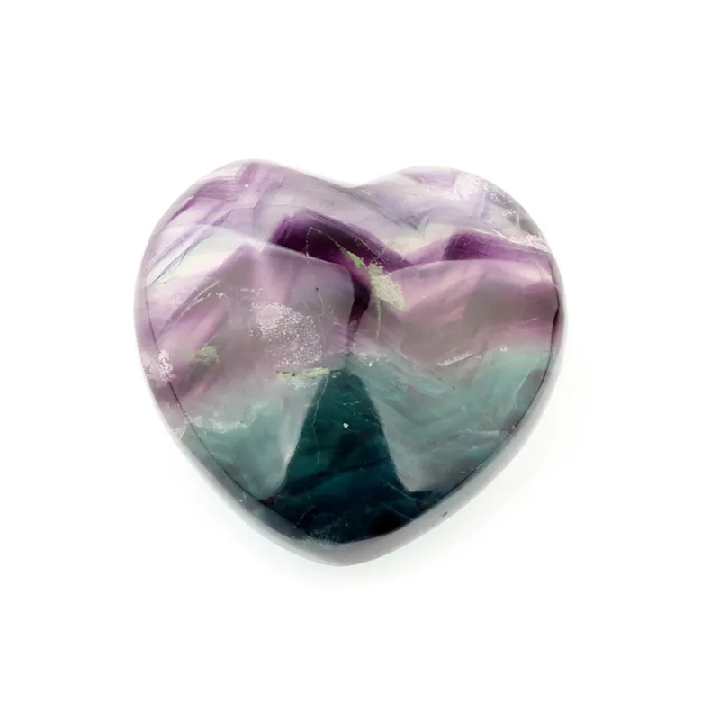 1pc Fluorite Розовый Кварц Форме Сердца любовника Подарок Розовый Кристалл Natutal Камень Резные Чакра Исцеление Рейки Бесплатный Чехол - Цвет: 1pc Fluorite