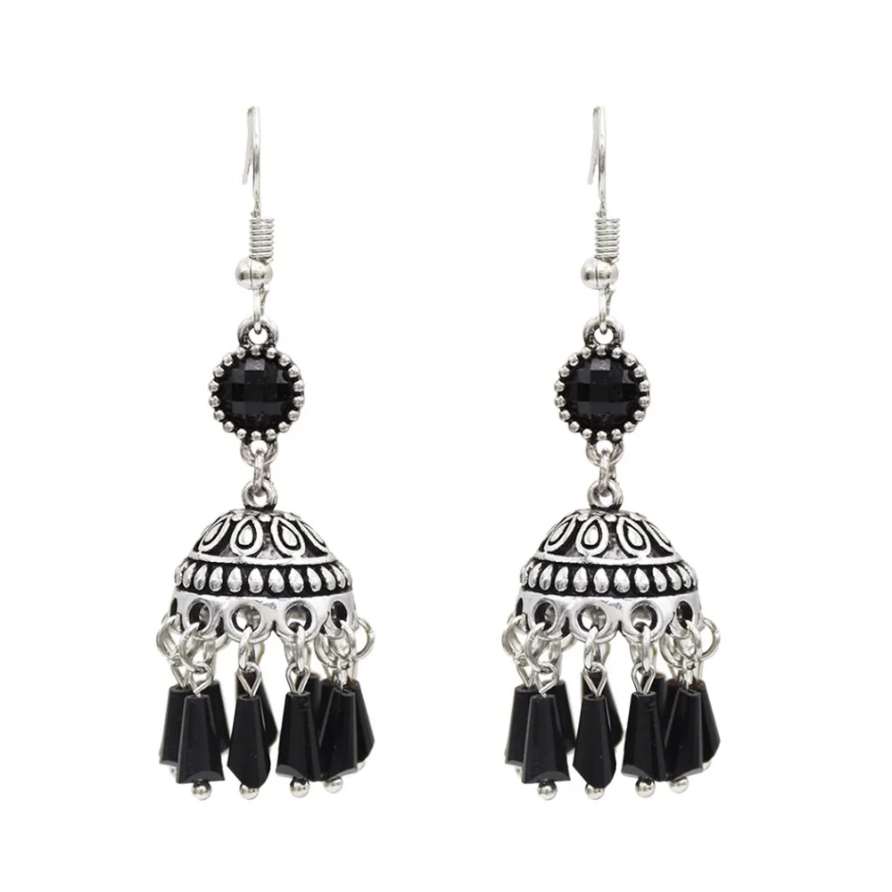 Индийские Jhumka стразы серьги для женщин богемные бисерные сережки oorbellen египетские цыганские турецкие вечерние ювелирные изделия