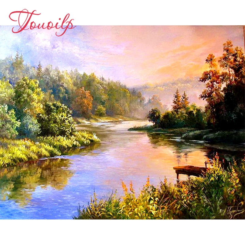 

5D DIY Diamond Painting Sunset natural Scenic Cross Stitch 5D Diamond Embroidery square rhinestones Mosaic Needlework Decoration