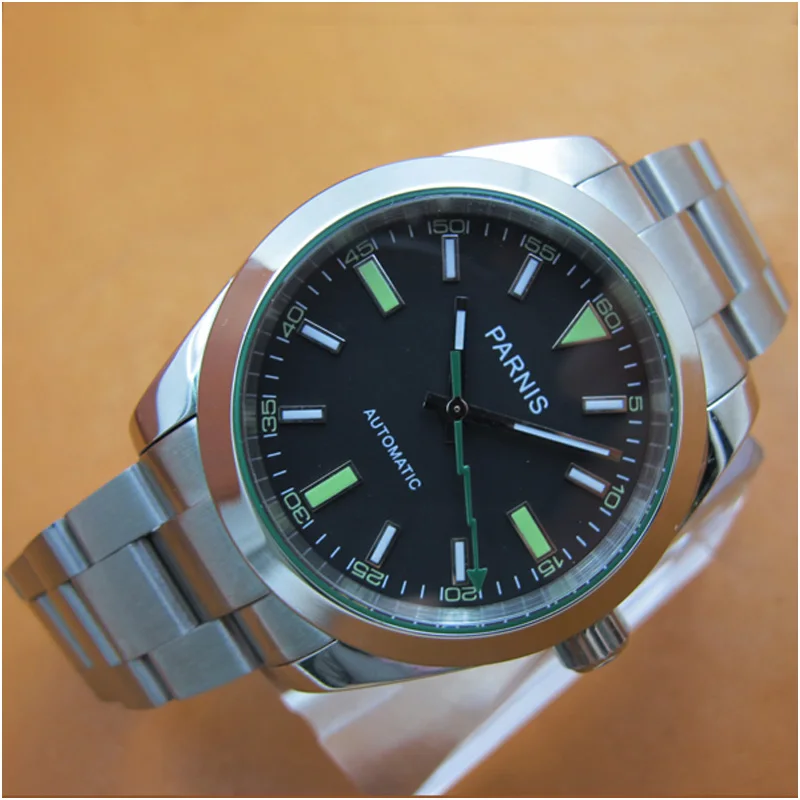

PARNIS 40 мм механические мужские часы с сапфировым кристаллом, браслет из нержавеющей стали Miyota 8215, автоматические мужские часы с автоподзавод...