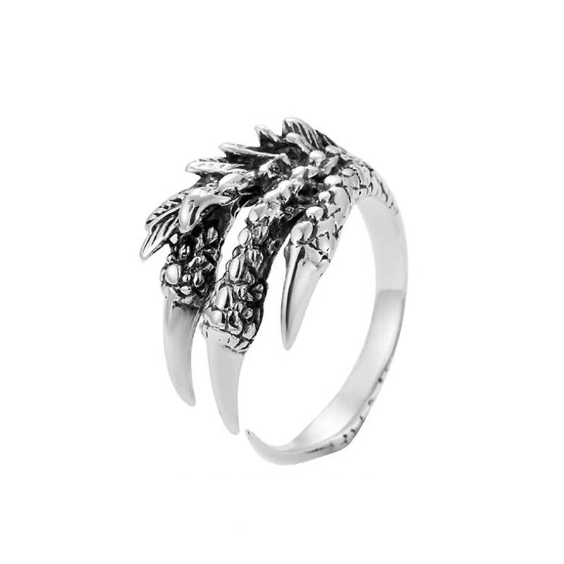 

Ruifan Punk Style Dragon Claw Ring 925 Sterling Silver Rings Jewelry for Women Men Antique Open Ring Mens Accessories YRI077
