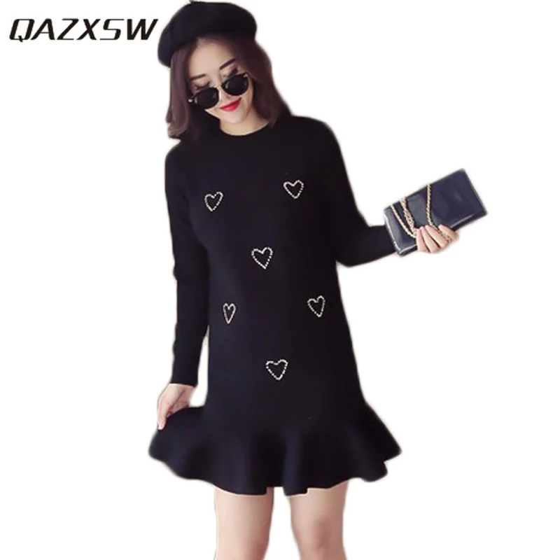 

QAZXSW 2019 Новое весеннее женское трикотажное платье, шерстяные платья с длинным рукавом, женские вечерние платья в стиле Харадзюку, платья HB583