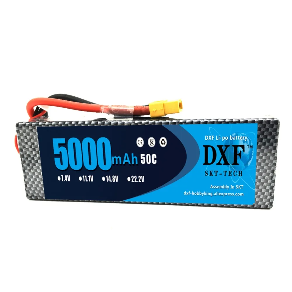 Аккумулятор DXF 7,4 в 5000 мАч 50C 100C 2S Lipo AKKU батарея для радиоуправляемого грузовика дрона вертолета 1:8 / 1:10 радиоуправляемого автомобиля квадрокоптера
