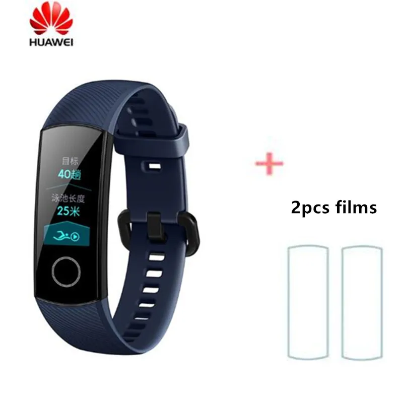 Оригинальные Смарт-часы huawei Honor Band 4, браслет Touchscree Amoled, цветной, 0,95 дюймов, Водонепроницаемый Фитнес-браслет, монитор сердечного ритма - Цвет: add films