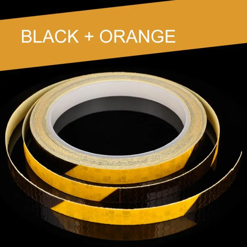 black x orange 1 см* 8 м флуоресцентные велосипедные Светоотражающие стикеры для мотоциклов полоса Декаль ленты безопасности водонепроницаемый - Цвет: black x orange