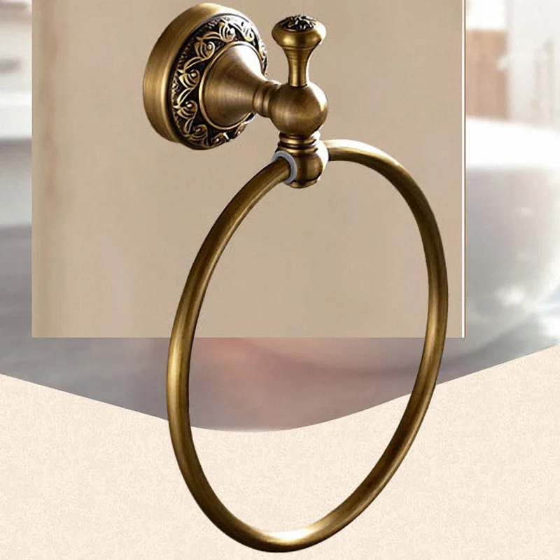 Towel Ring Латунная резная коллекция античное мыло Корзина античный защитный поручень аксессуары для ванной комнаты креативный кран аксессуары для ванной комнаты Набор - Цвет: Towel Ring
