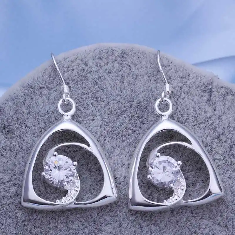 Free Shipping 925 Sterling Silver Jewelry Earring Fine Fashion Plated Zircon Clip Stud Earrings SMTE268|earrings bar|earring magnetearring cuff |