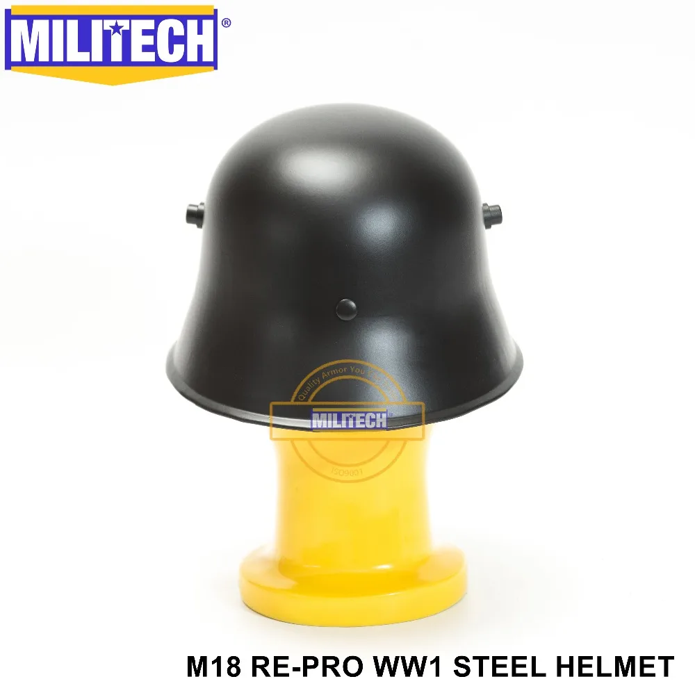 Черный Немецкий шлем MILITECH M18 World War One защитный Black немецкий Repro Great шлем|helmets for dirt