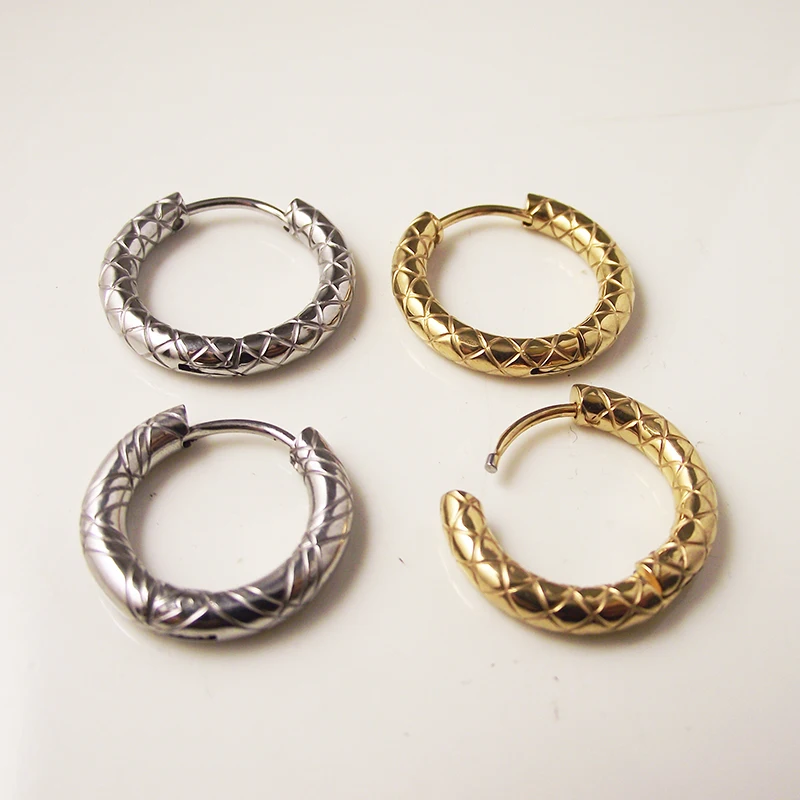 Круглые серьги кольца из нержавеющей стали 316L золотого и серебряного цвета 1 пара