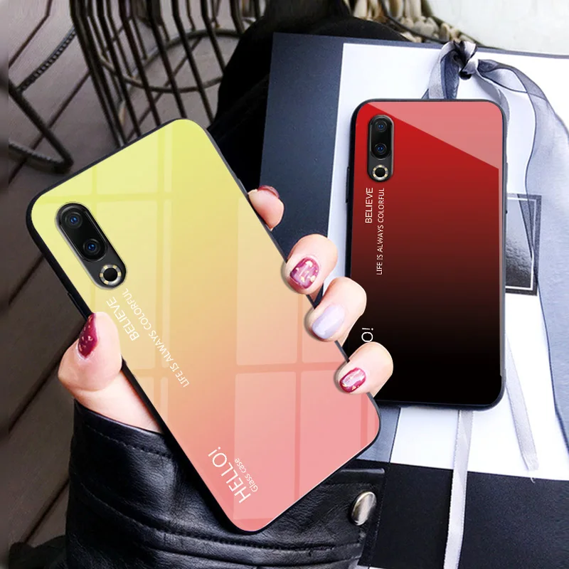 Роскошные градиентные чехлы из закаленного стекла для телефона Meizu M5 M5S M6 M8 M9 Note M6T
