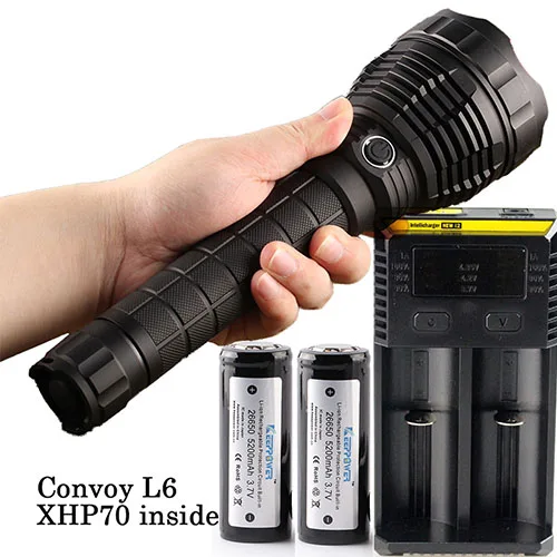 N4 1C Battery Charge Светодиодный фонарь Convoy L6 CREE XHP70 светодиодный внутренний Макс. 3800лм длинный луч бросок тактический фонарь для охоты, поиска и спасания кемпинга - Испускаемый цвет: N4 1C Battery Charge