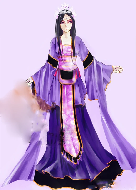 Карнавальный костюм Hanfu Cos Hua Qiangu Yao Shen фиолетового цвета для аниме компьютерная
