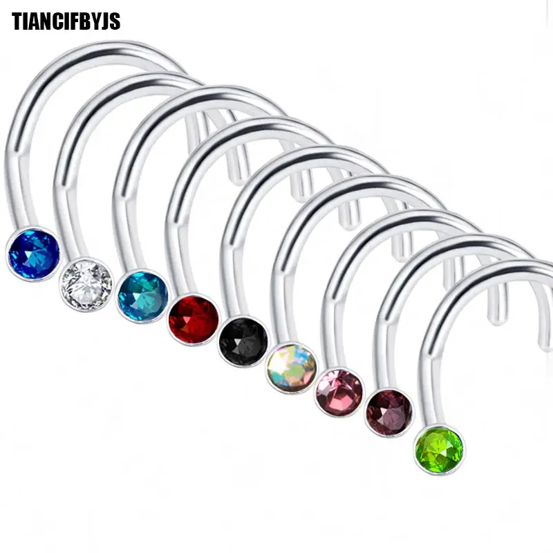 Серьги гвоздики TIANCIFBYJS из нержавеющей стали с изогнутым индийским носом серьги