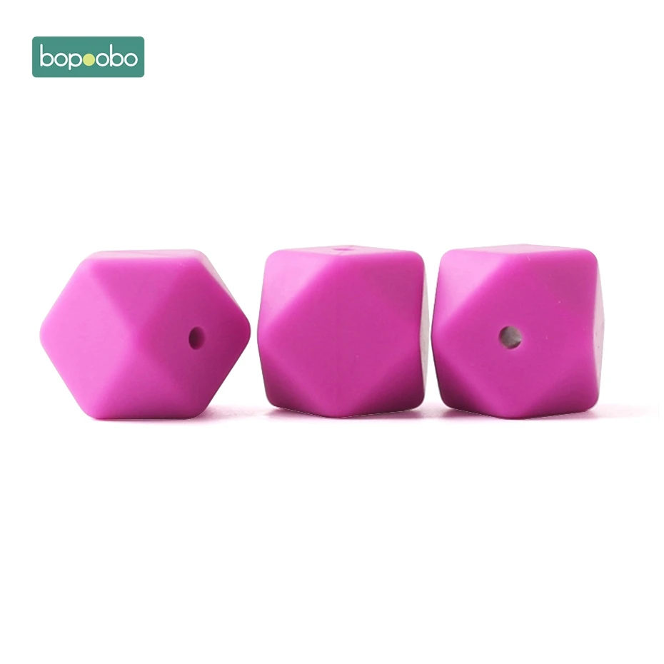 Violet Red Bopoobo 100 шт 17 мм Силиконовые шестигранные шарики силиконовые Детские Прорезыватели силиконовые бусины для ожерелья безопасные игрушки силиконовые крошечные стержни - Цвет: Violet Red